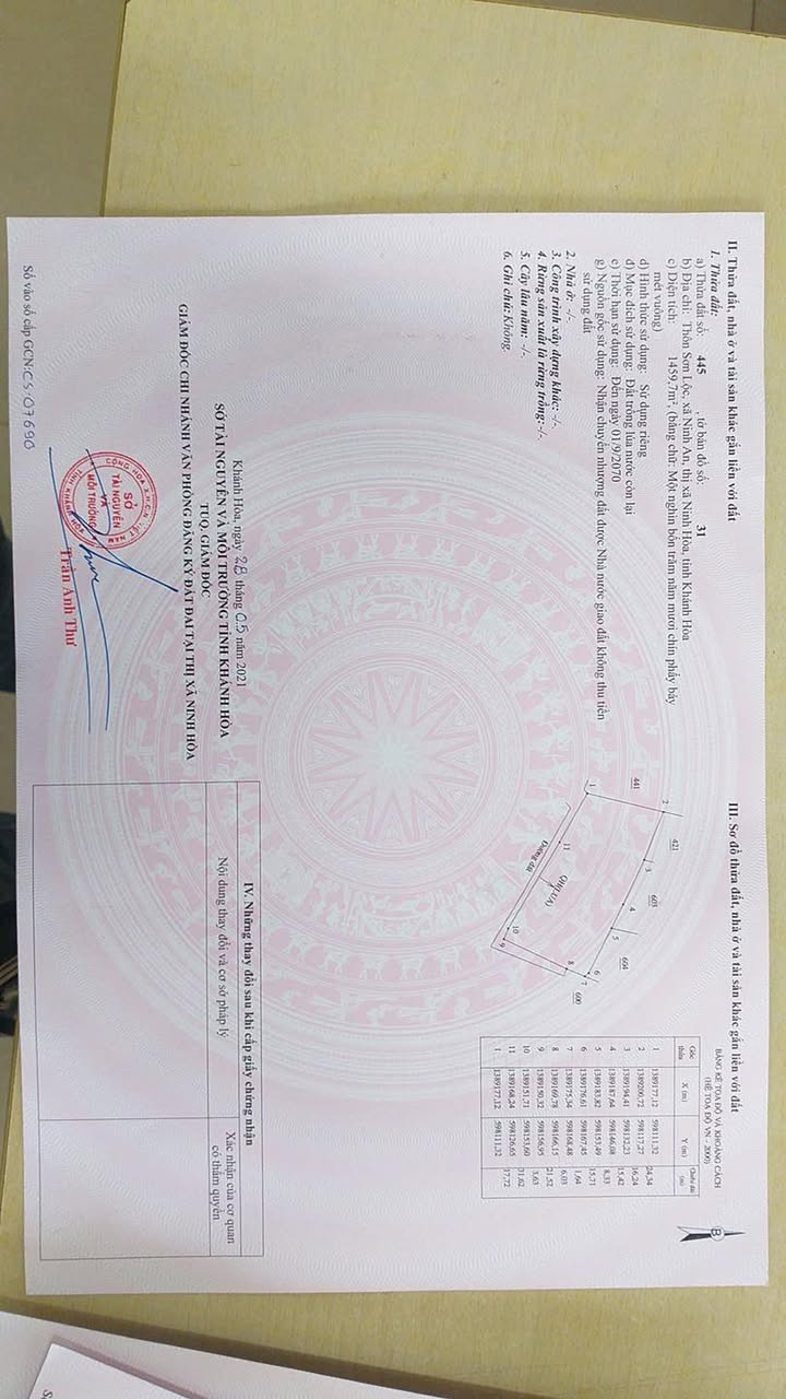 Đất thổ cư Ninh An, Ninh Hoà 1459m² giá 650 triệu - Đầu tư sinh lời ngay!