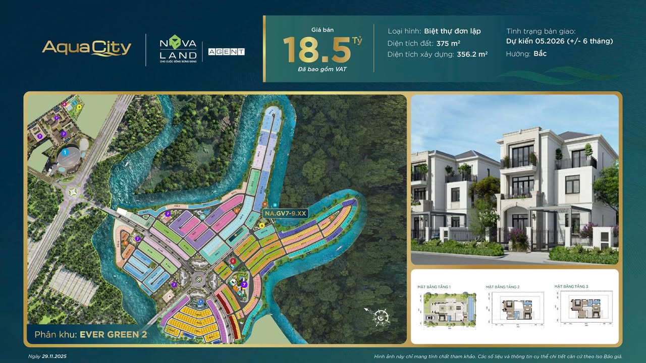 Biệt thự Aqua City Biên Hòa 375m² giá 7.425 tỷ - Cơ hội sở hữu hiếm có!