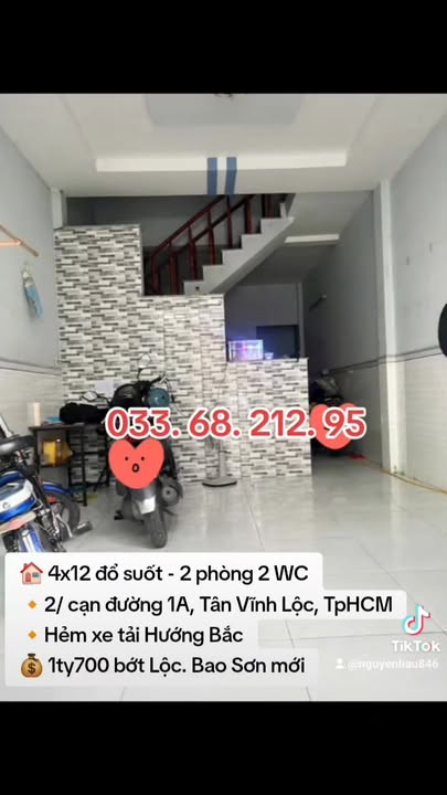 Nhà bán 48m² hẻm xe tải đường 1A, Vĩnh Lộc B chỉ 1.7 tỷ - Chính chủ bán gấp!