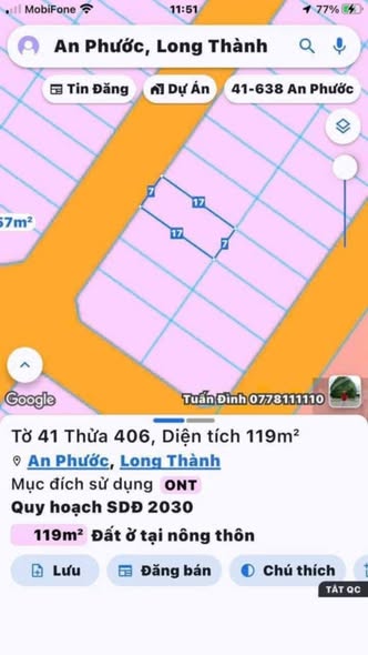Đất nền Thung Lũng Xanh, An Phước, 119m², giá 1.4 tỷ - Sổ đỏ chính chủ, không thể bỏ lỡ!