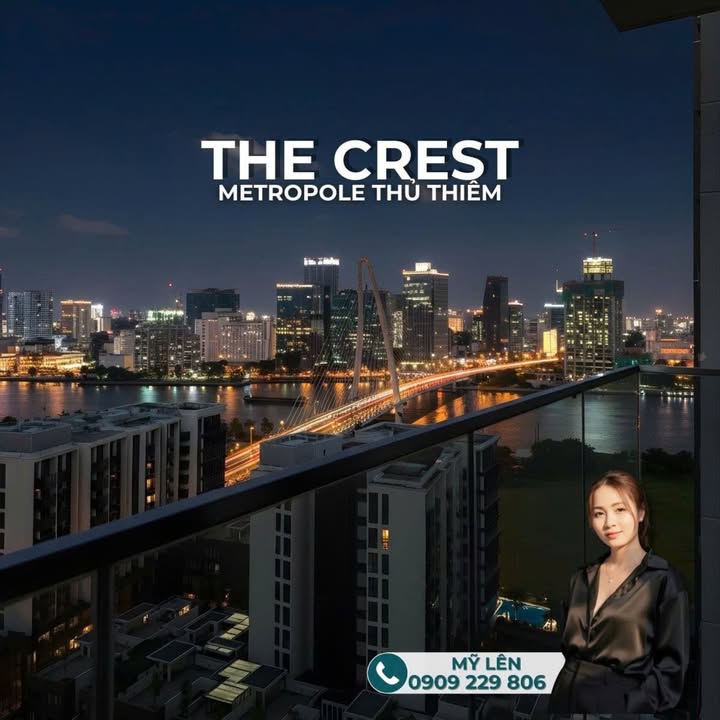 Căn hộ The Crest Thủ Thiêm 83m² giá 24.9 tỷ - View sông tuyệt đẹp, nội thất đầy đủ!