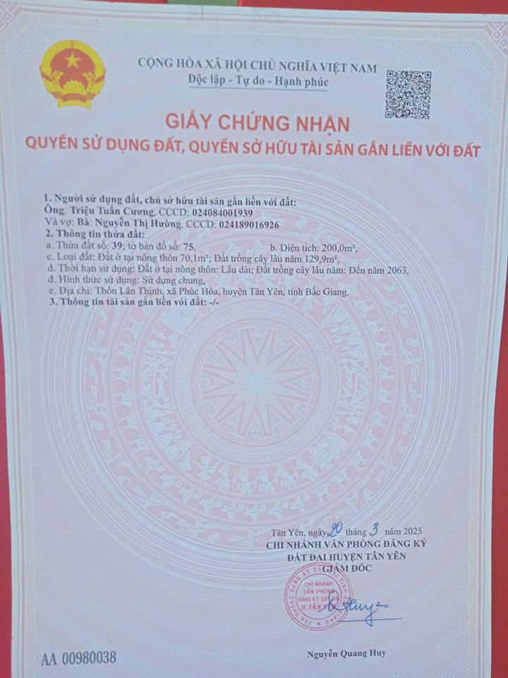 Đất nền thôn Lân Thịnh, Phúc Hòa 200m² giá 1.7 tỷ - Đầu tư sinh lời ngay!