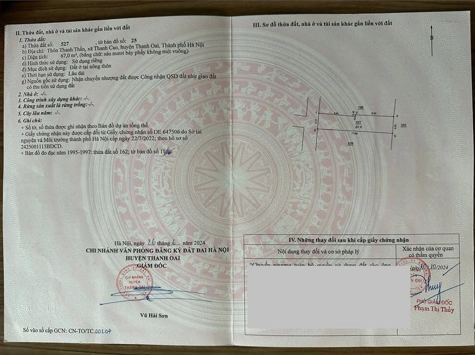 Đất nền Xóm Lý, Thanh Cao, 67m² - Đường ô tô tải, giá thỏa thuận!