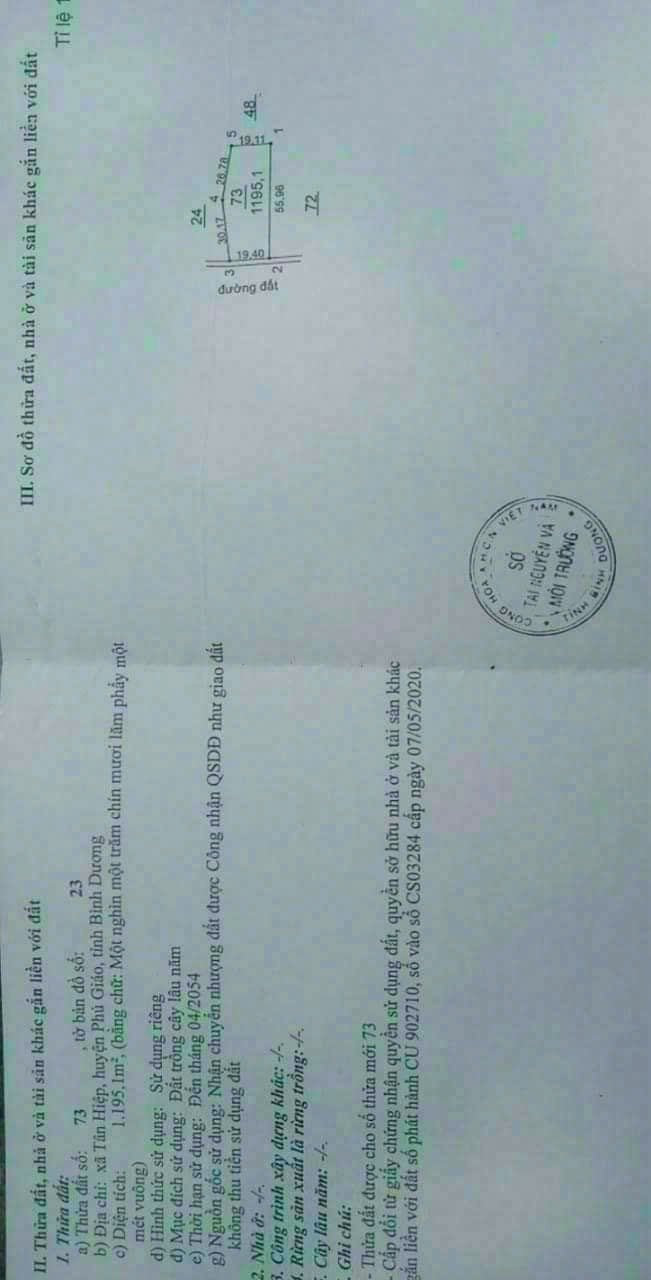 Đất nền Tân Hiệp, Phú Giáo 1195m² - Giá thỏa thuận hấp dẫn!