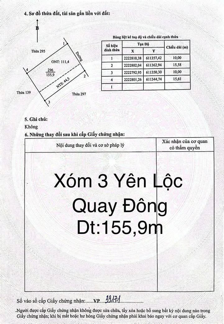 Lô đất thổ cư Yên Lộc Kim Sơn 155.9m² - Mặt kênh thoáng mát, giá tốt!