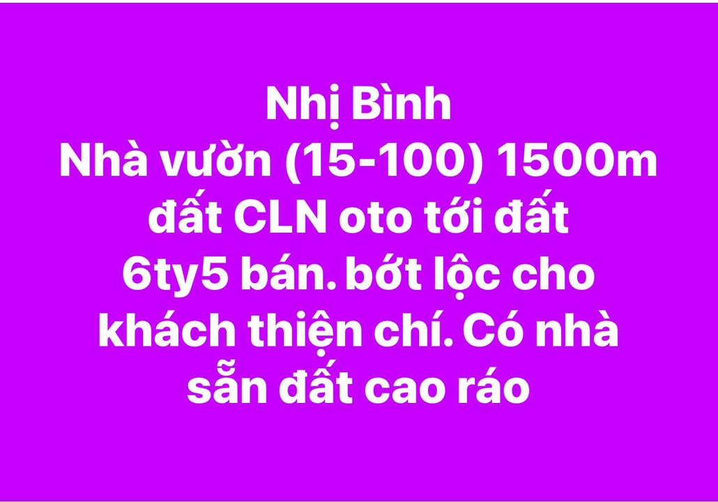 Nhà vườn Nhị Bình Hóc Môn 1500m² giá chỉ 6.5 tỷ - Đầu tư sinh lời hấp dẫn!