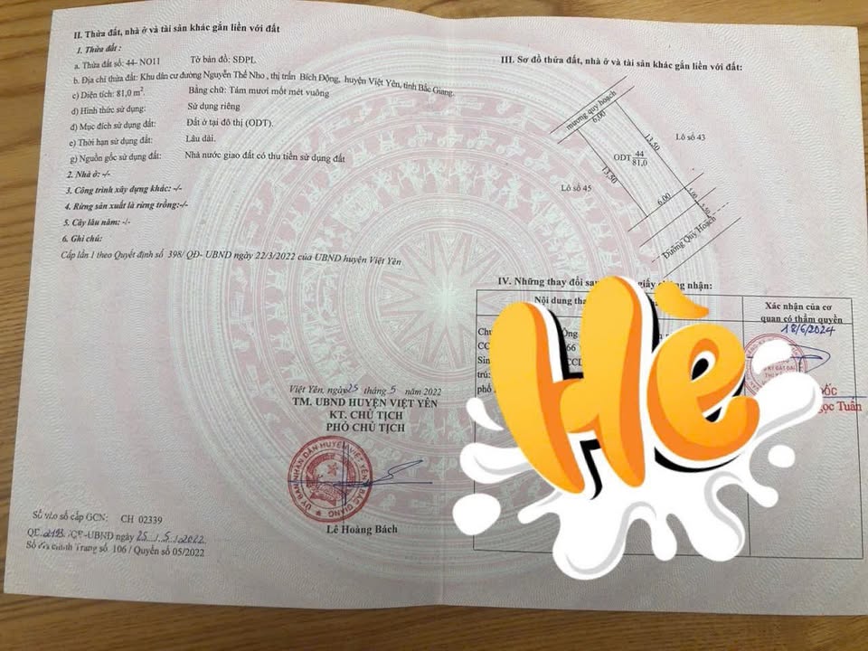 Đất đấu giá Nguyễn Thế Nho, Việt Yên 81m² giá thỏa thuận - Cơ hội vàng đầu tư!