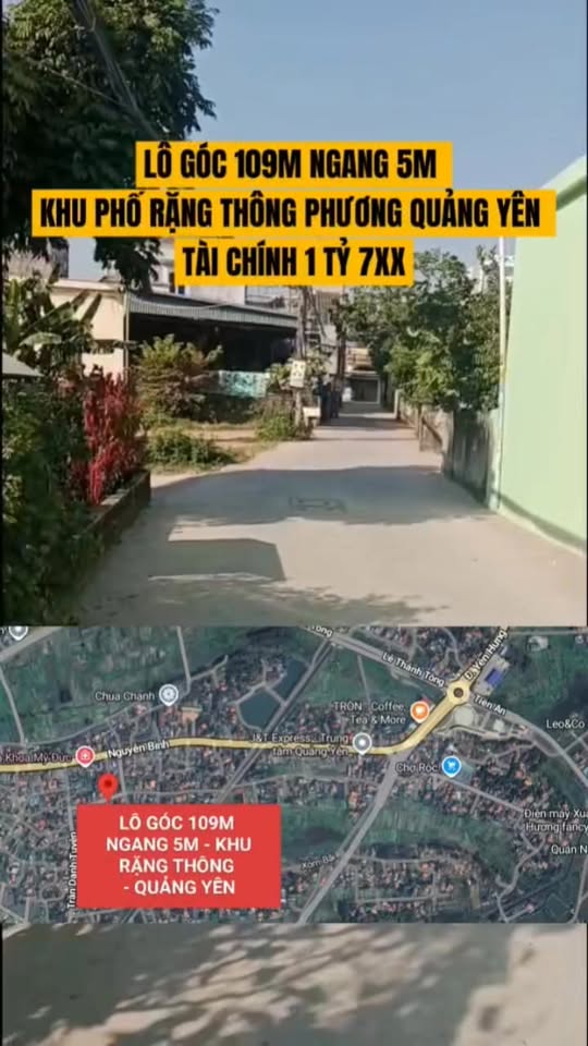 Đất nền lô góc 109m² tại Quảng Yên giá chỉ 1.7 tỷ - Cơ hội đầu tư tuyệt vời!