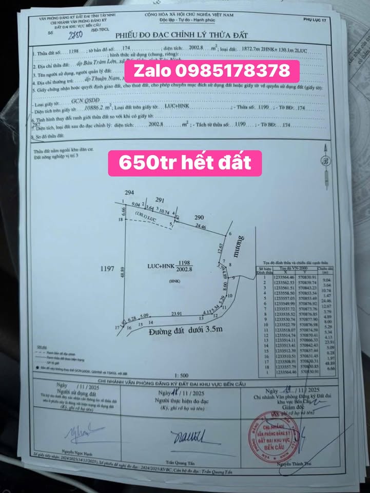 Đất làm nhà vườn 2000m² Bến Cầu Tây Ninh giá 650 triệu - Cơ hội đầu tư hấp dẫn!