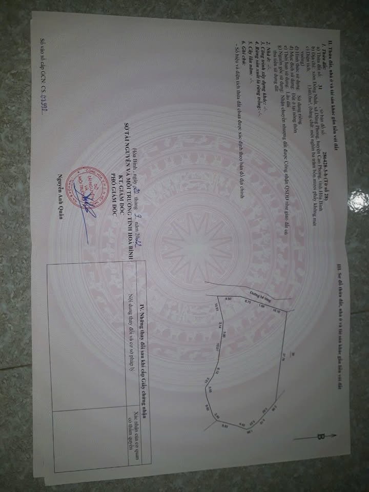 Đất thổ cư Dũng Phong, Cao Phong, Hoà Bình 1340m² giá 2 tỷ - Sổ đỏ chính chủ!