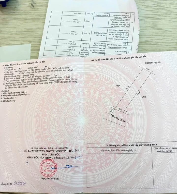 Đất mặt tiền Quốc lộ 1A, xã Cẩm Trung, 347m² - Giá chỉ từ 1 tỷ!