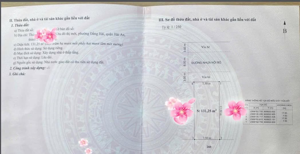 Đất nền khu BT Vườn Hồng Hải Phòng 131.25m² giá 5.7 tỷ - Cơ hội đầu tư hấp dẫn!