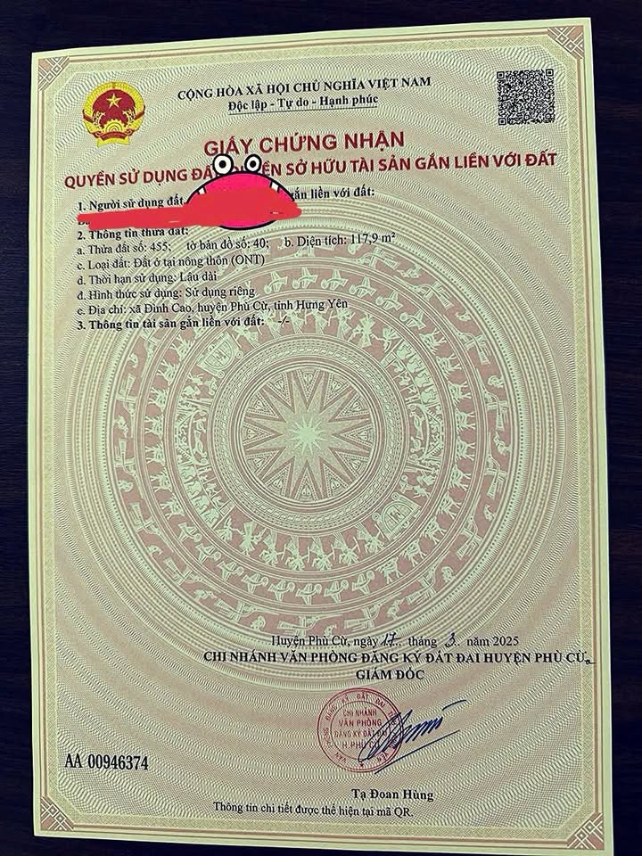 Đất nền Văn Xá, Đình Cao, Hưng Yên 117m² giá chỉ 2 tỷ - Tiềm năng đầu tư lớn!