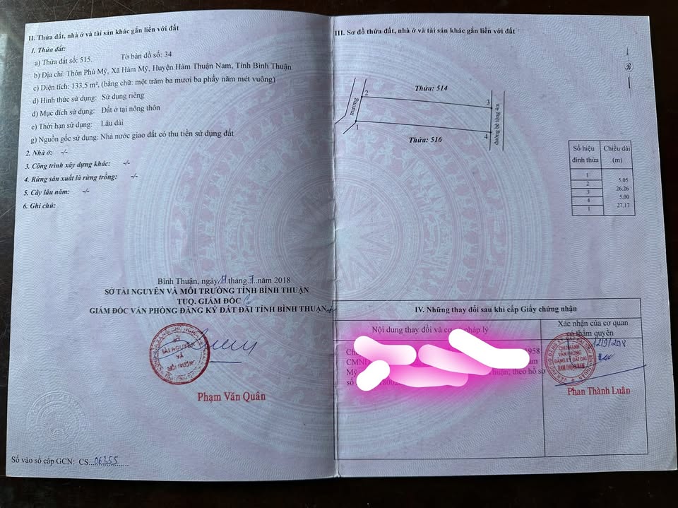 Đất thổ cư Hàm Mỹ 133m² giá 900 triệu - Gần Quốc lộ 1A, cơ hội đầu tư tốt!