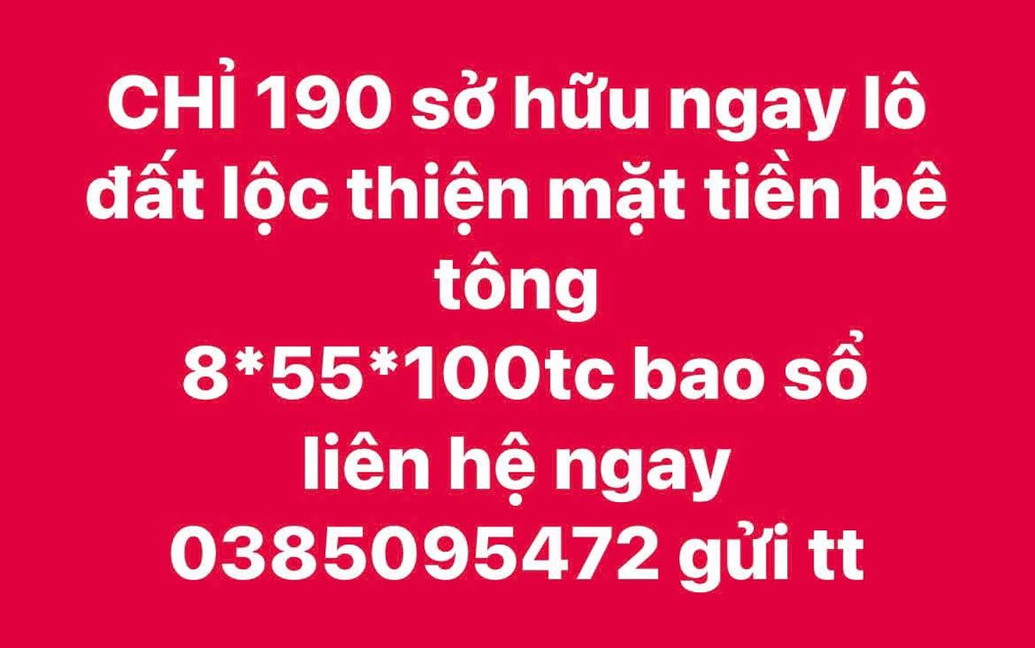 Đất Lộc Thiện 440m² giá 190 triệu - Sổ đỏ chính chủ, đầu tư sinh lời ngay!