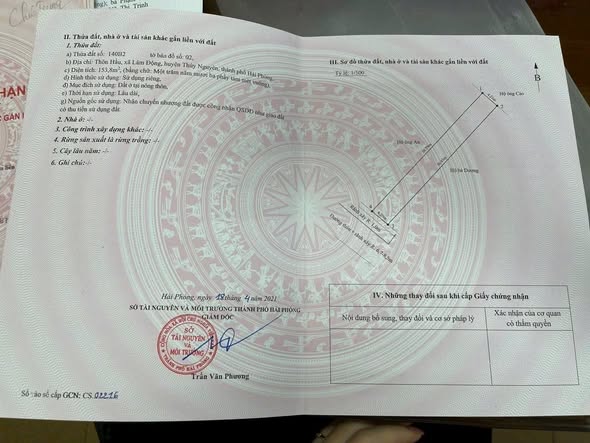 Lô đất mặt đường thôn Hầu, Lâm Động, Thủy Nguyên 153.8m² giá 3.5 tỷ - Đầu tư sinh lời ngay!