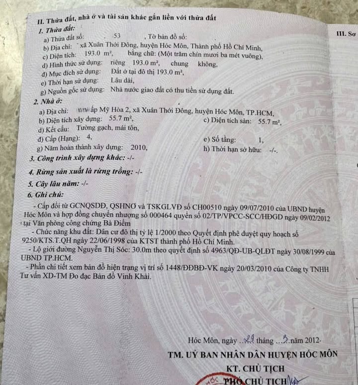 Bán mặt tiền đường Nguyễn Thị Sóc, Hóc Môn 193m² giá 16 tỷ - Đầu tư sinh lời ngay!