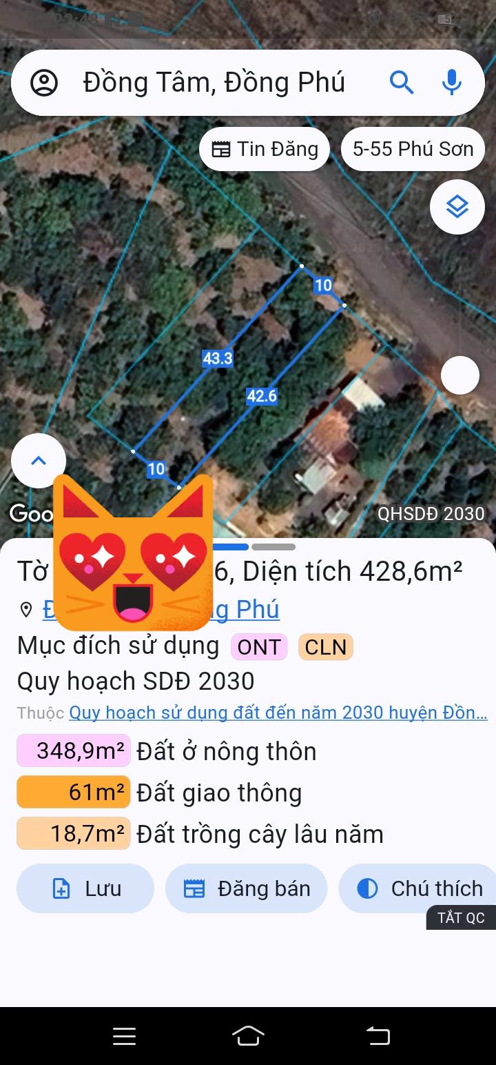 Đất nền Tân Phước, Đồng Phú 420m² giá chỉ 600 triệu - Cơ hội đầu tư tuyệt vời!
