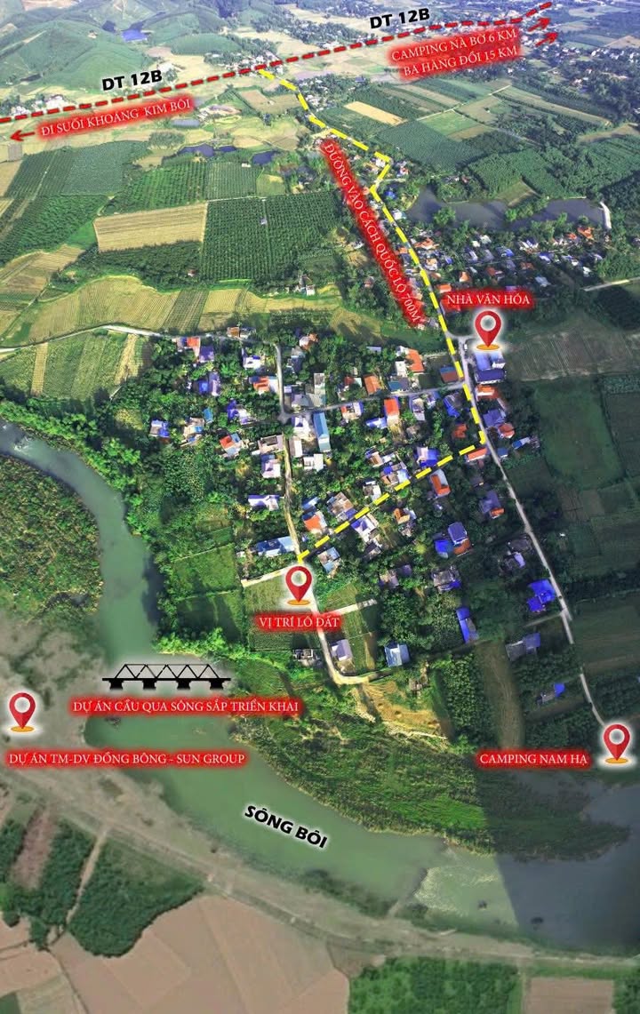 Đất nền Nam Thượng Kim Bôi 123m² giá 520 triệu - Gần dự án TMDV Sun Group!