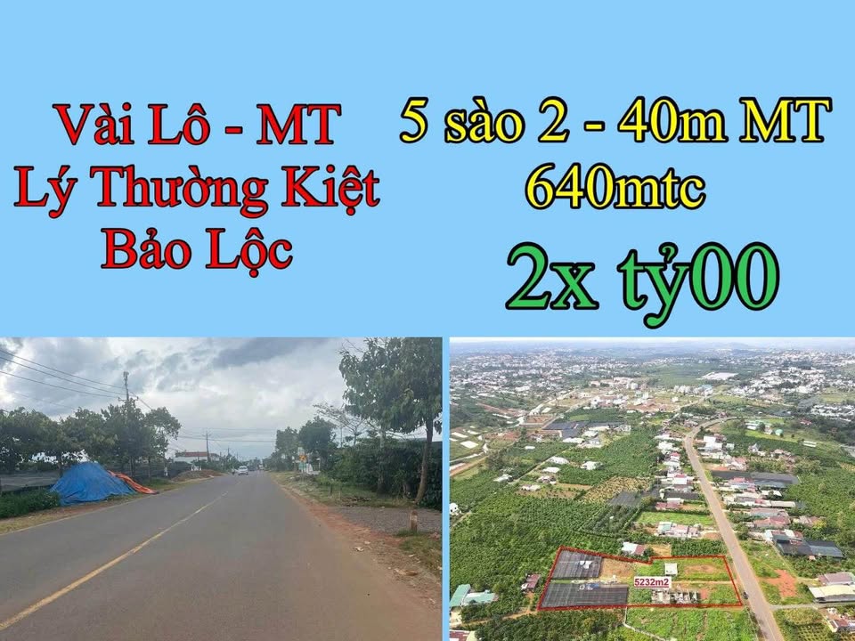 Đất Bảo Lộc - 5.000m² mặt tiền Lý Thường Kiệt - Giá 2 tỷ, cơ hội đầu tư tốt!