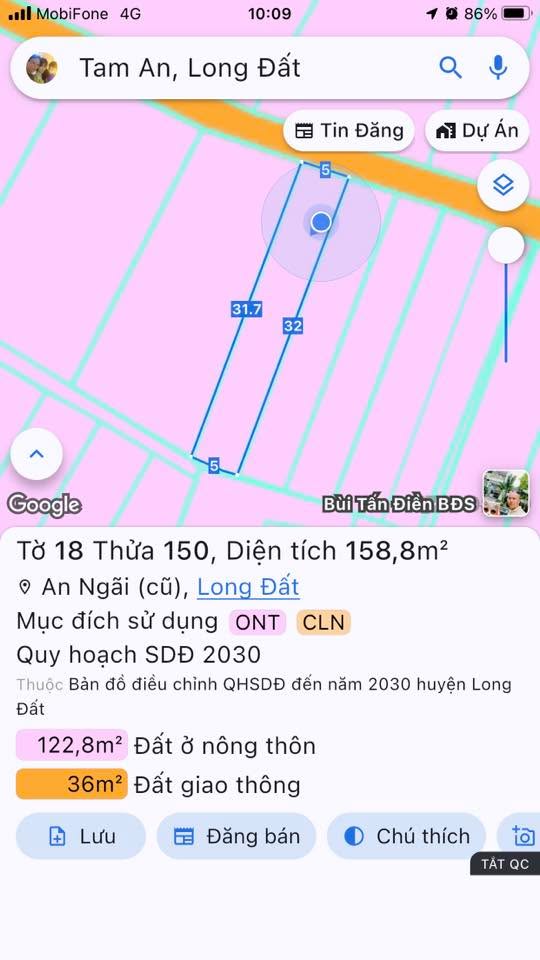 Đất nền An Ngãi, Long Điền 160m² giá 1.55 tỷ - Sổ hồng chính chủ, thương lượng ngay!