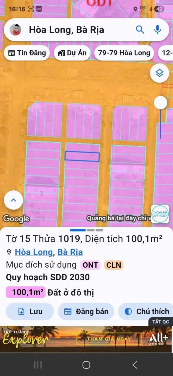 Đất nền KDC Lan Anh 1, Hòa Long, 100m² giá 1.7 tỷ - Sổ đỏ chính chủ!