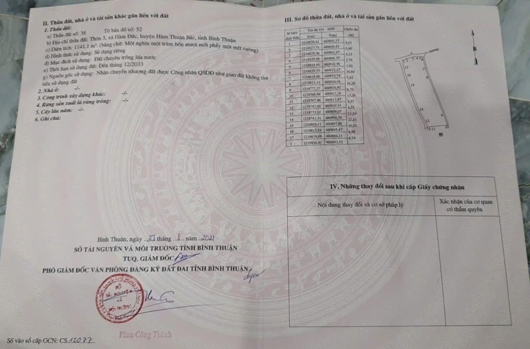 Farm 1.1 sào tại Hàm Đức, giá 200 triệu - Sổ hồng riêng, chòi sẵn có!