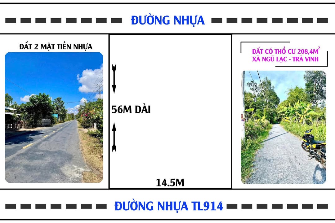 Đất 2 mặt tiền TL914, xã Ngũ Lạc, 812m² - Sổ hồng chính chủ, giá tốt!