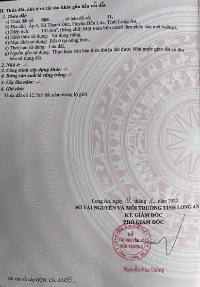 Đất nền 145,6m² Thạnh Đức, Bến Lức, 1 tỷ - Sổ hồng riêng, thương lượng ngay!