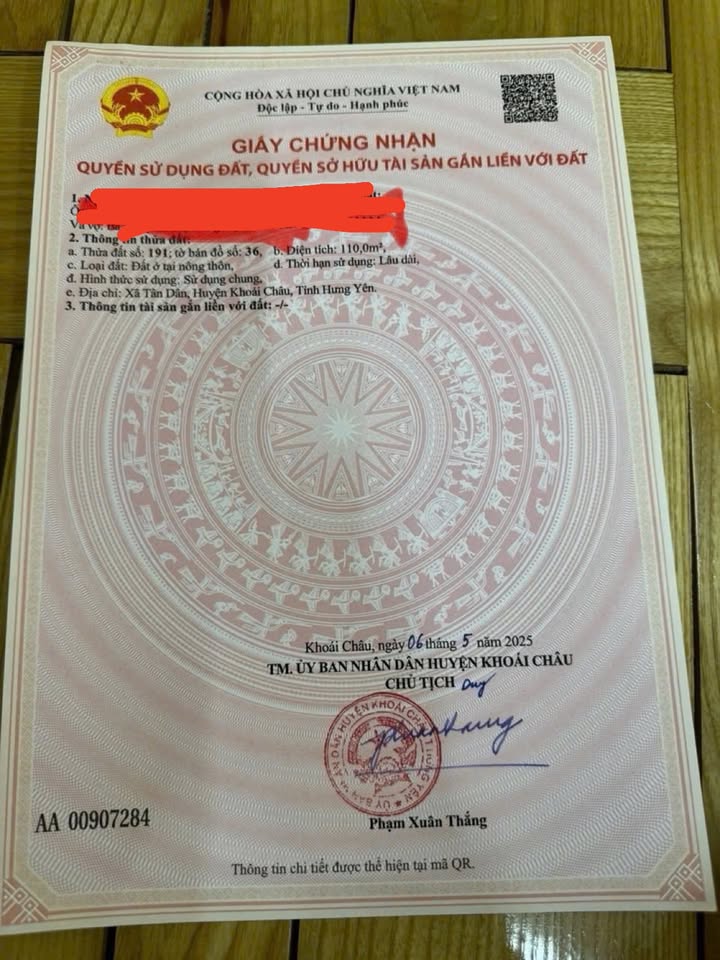 Đất đấu giá Tân Dân, Khoái Châu, Hưng Yên 110m² - Cơ hội đầu tư sinh lời!