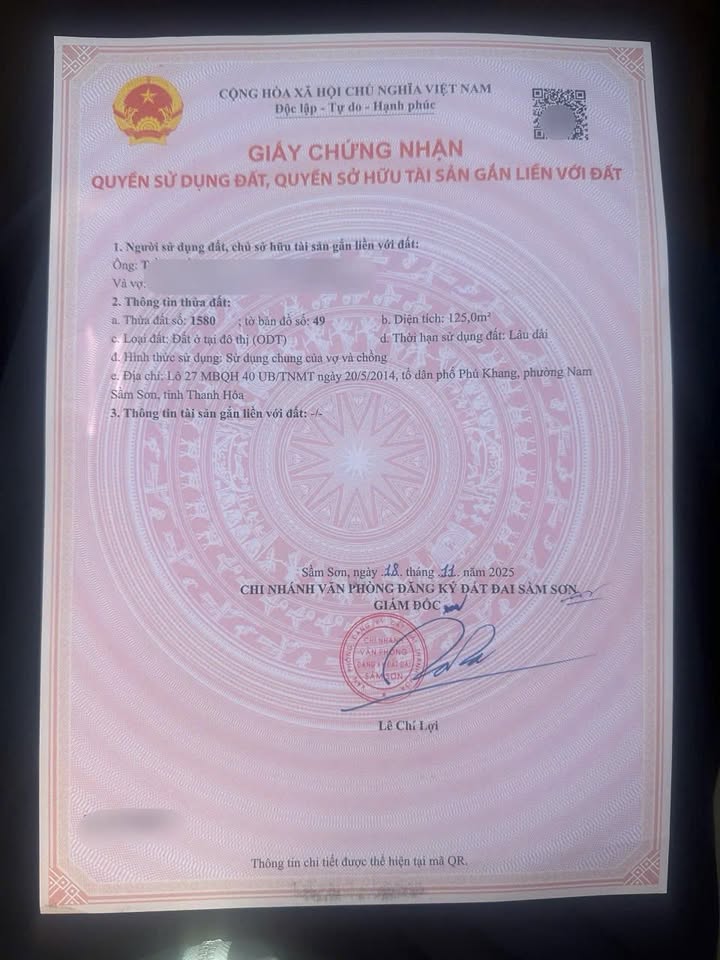 Đất nền Quảng Vinh Sầm Sơn 125m² giá 1 tỷ - Hướng Đông, sẵn sổ đỏ!