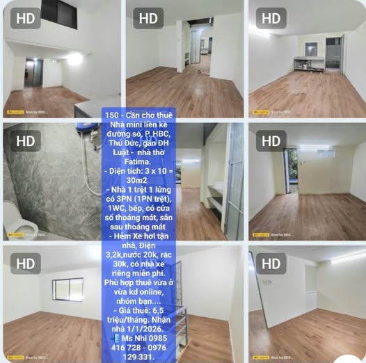 Nhà mini cho thuê tại Thủ Đức 30m² giá 6.5 triệu - Phù hợp vừa ở vừa kinh doanh!