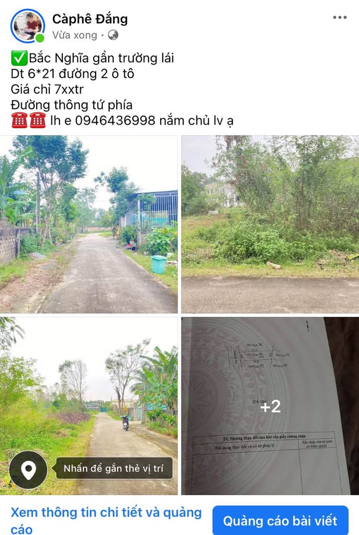 Đất nền Bắc Nghĩa Đồng Hới 126m² giá chỉ 700 triệu - Đường thông tứ phía!