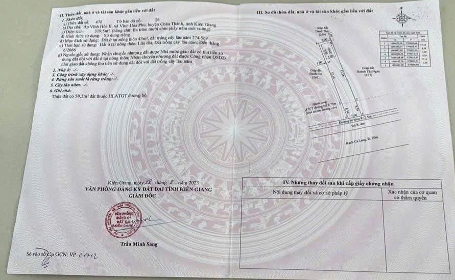 Đất nền Vĩnh Hòa Phú 287m² giá 600 triệu - Cơ hội sở hữu ngay!