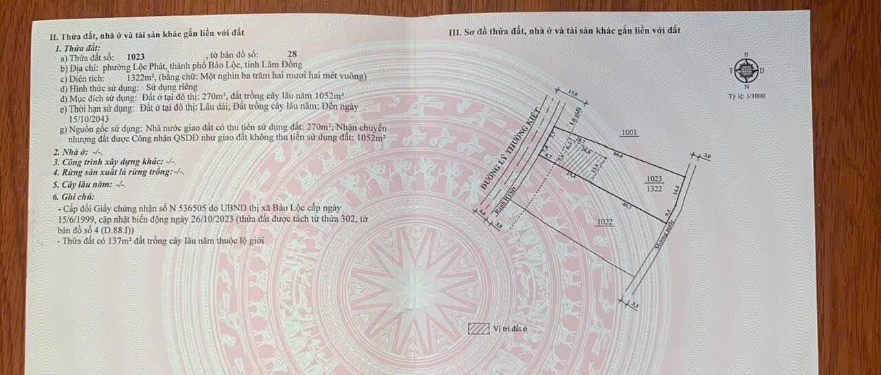 Đất mặt tiền đường Lý Thường Kiệt, Bảo Lộc 1322m² giá 4.8 tỷ - Sổ hồng chính chủ, thương lượng nhẹ!
