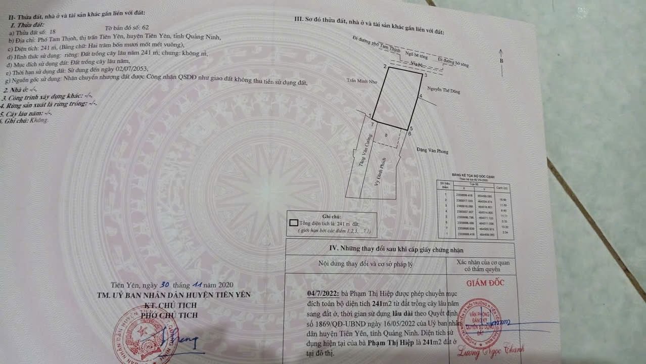 Lô đất 241m² tại ngõ 2 Tam Thịnh, Tiên Yên - Đầu tư sinh lời cao!