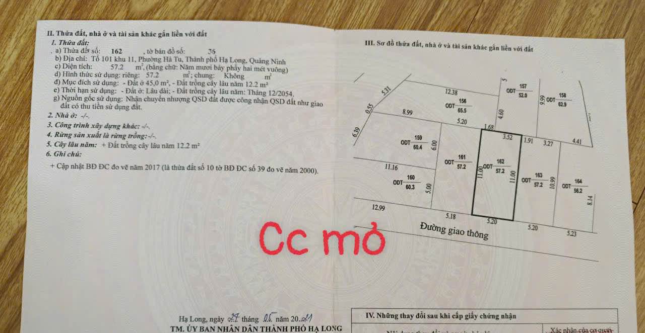 Đất nền 55m² tại phường Hà Tu, Hạ Long - Giá chỉ 1 tỷ - Đầu tư sinh lời