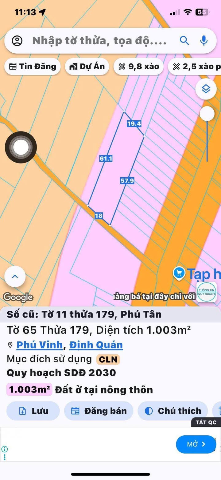 Đất nền Phú Tân Định Quán 3600m² giá 1.35 tỷ - Sổ hồng chính chủ, vị trí thuận lợi!