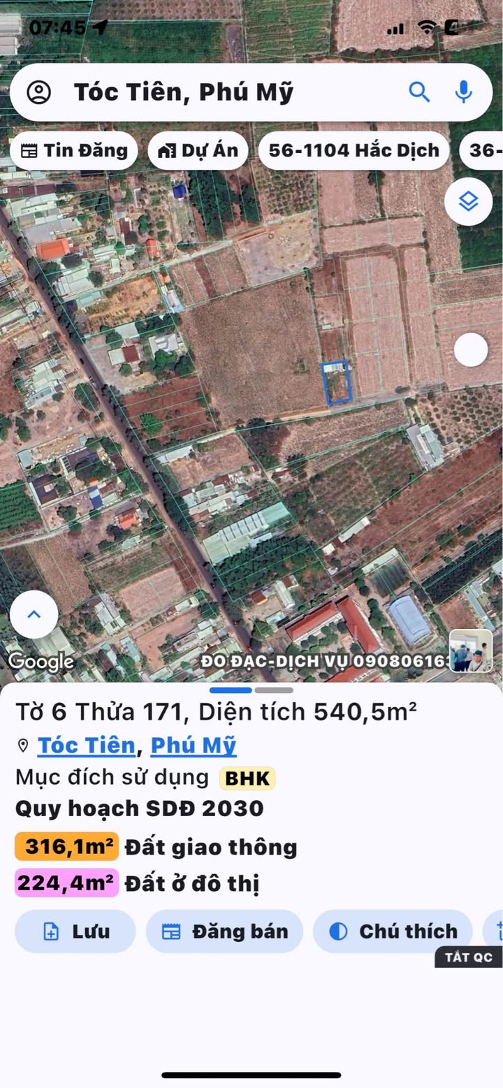 Đất nền 540m² tại ấp 2 Tóc Tiên giá 1 tỷ - Cơ hội đầu tư tuyệt vời!