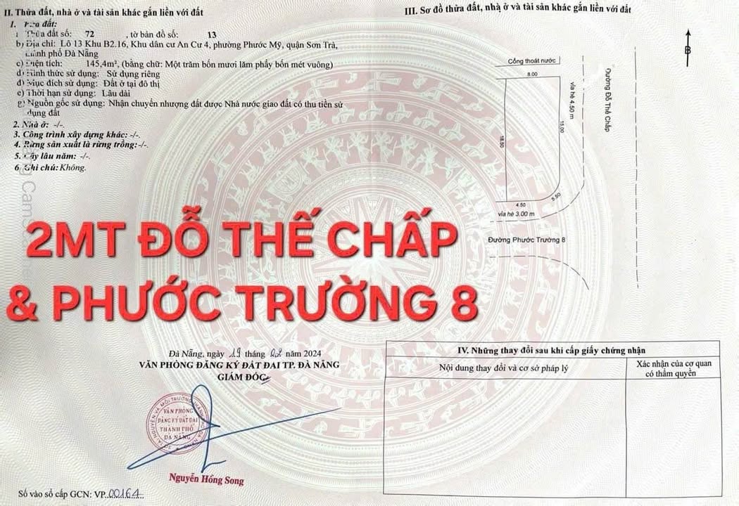 Đất nền 2 mặt tiền Đỗ Thế Chấp, 145.5m² giá 36 tỷ - Cơ hội đầu tư tuyệt vời!