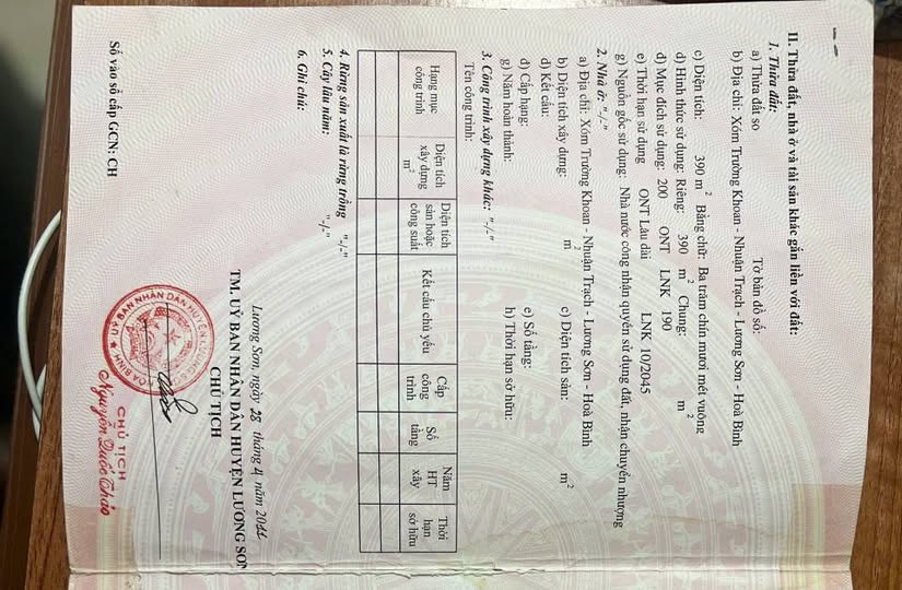 Đất nền Nhuận Trạch, Lương Sơn 390m² giá chỉ 3.9 tỷ - Vị trí đắc địa, đầu tư sinh lời!