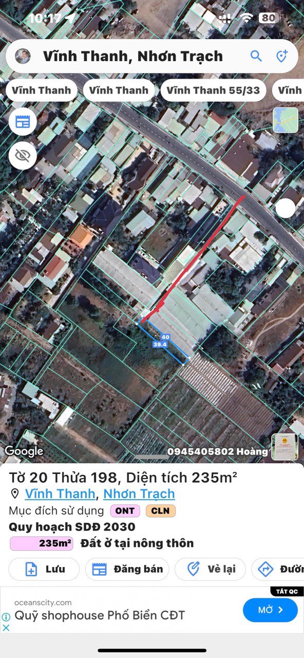 Đất nền Nhơn Trạch 235m² giá 2.214 tỷ - Sát khu dân cư sầm uất!