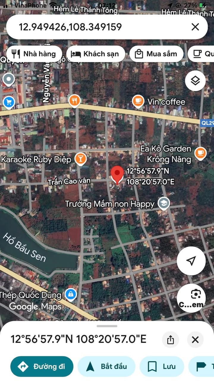 Đất nền Trần Cao Vân, Krông Năng 280m² giá 1.2 tỷ - Cơ hội đầu tư hấp dẫn!