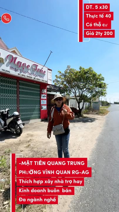 Đất mặt tiền Quang Trung, Vĩnh Quang Rạch Giá 150m² giá 2.2 tỷ - Đầu tư sinh lời lý tưởng!