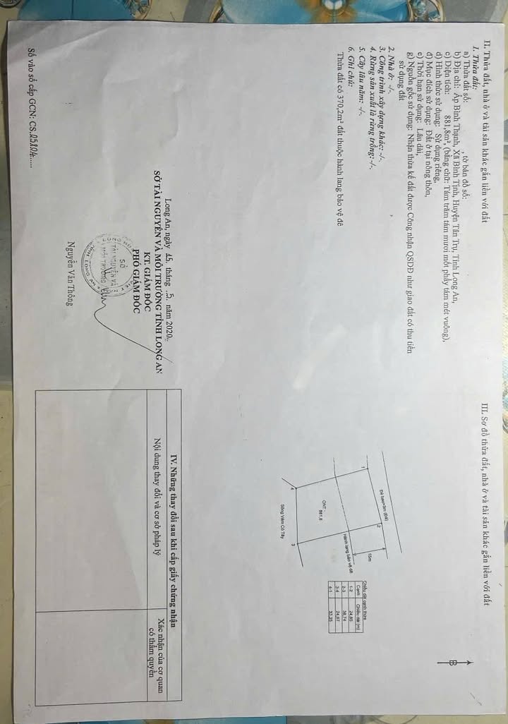 Đất thổ cư 853m² xã Bình Tịnh, Tân Trụ - Chỉ 2.45 tỷ, cơ hội vàng đầu tư!