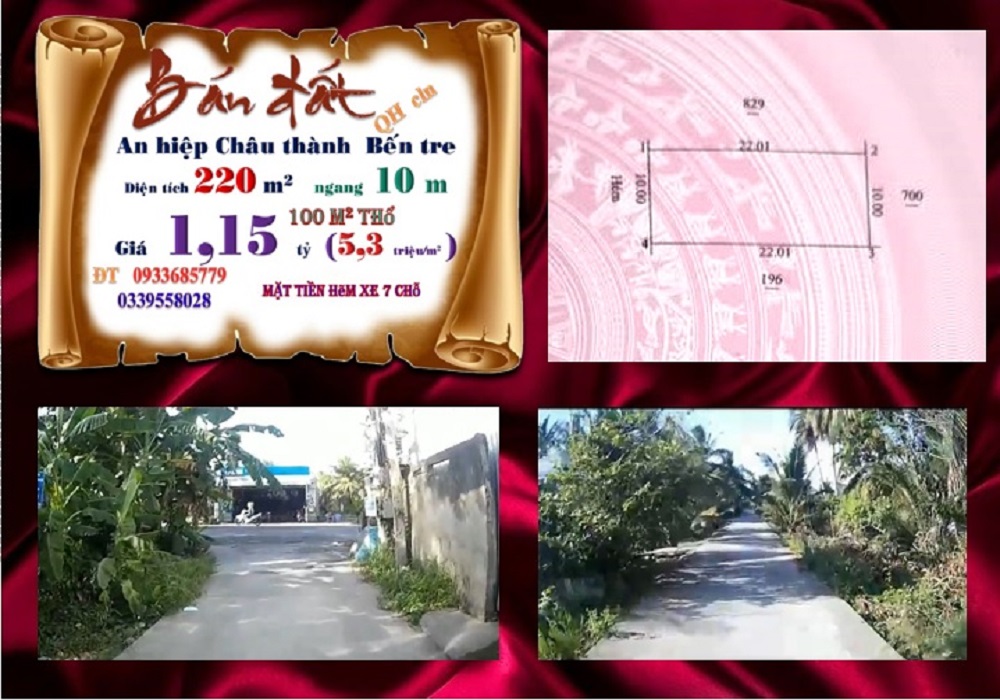 Đất An Hiệp, Châu Thành, Bến Tre 220m² giá 1.15 tỷ - Đầu tư tiềm năng!