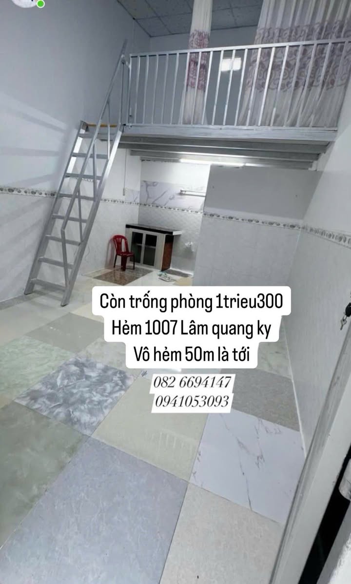 Phòng trọ mới 1 phòng ngủ hẻm 1007 Lâm Quang Ky, giá chỉ 1.3 triệu/tháng!
