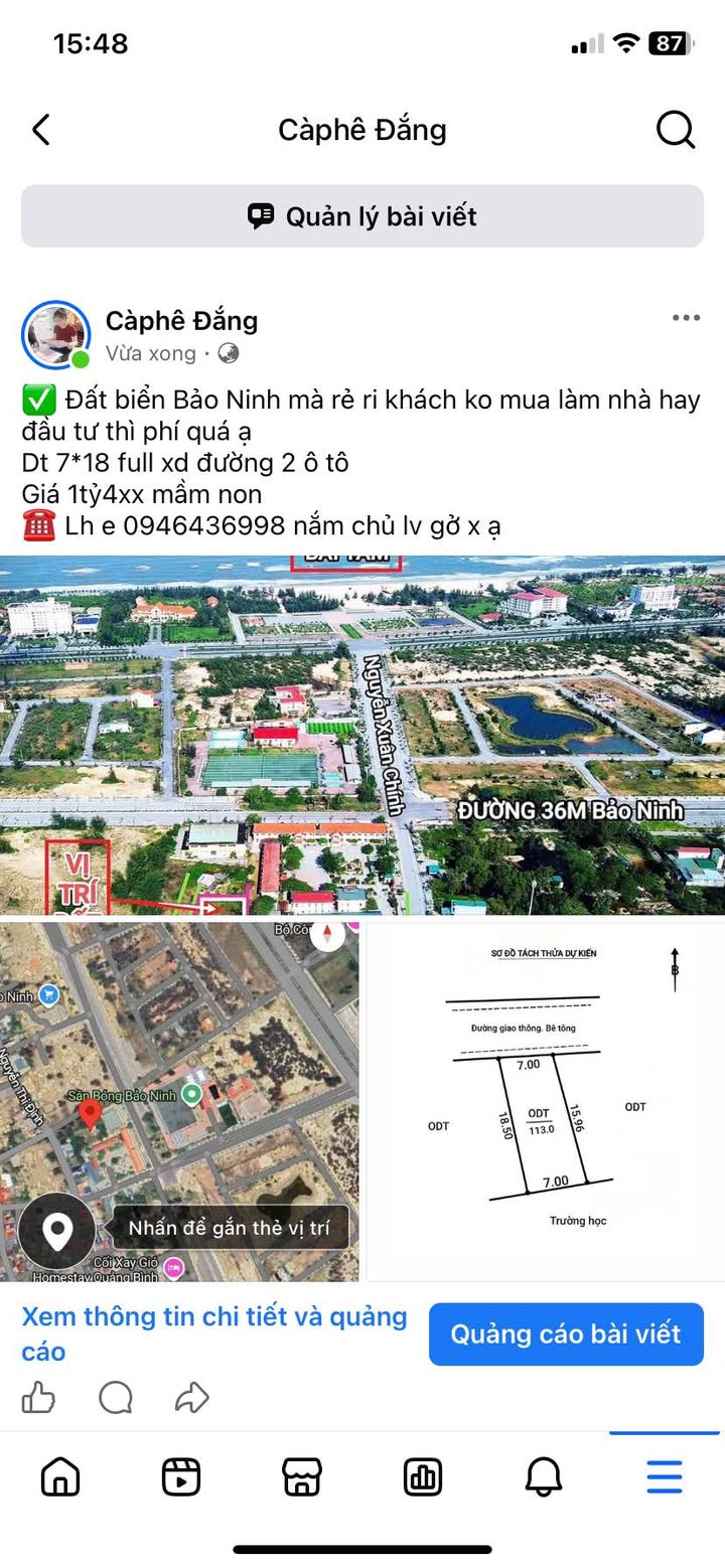 Đất nền Bảo Ninh 126m² giá 1.4 tỷ - Cơ hội đầu tư vàng!