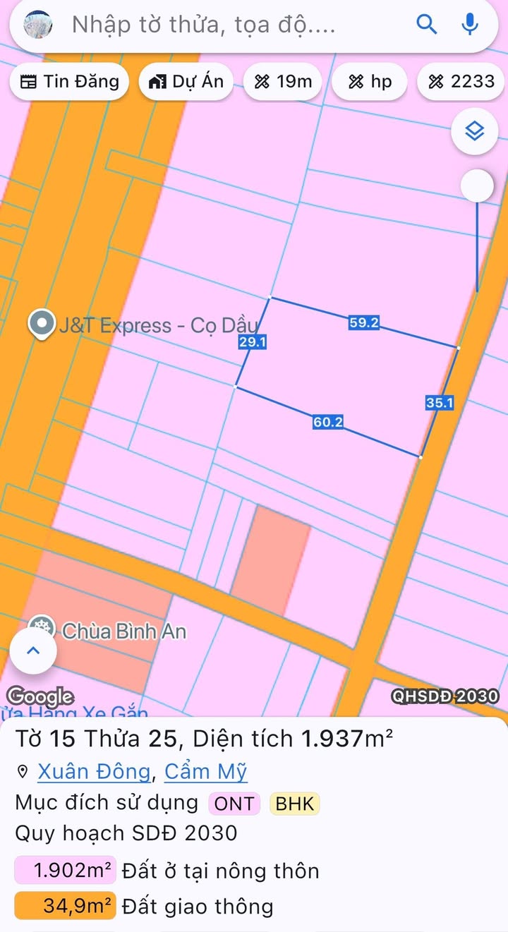 Đất nền Cẩm Mỹ Đồng Nai 1900m² giá 3.2 tỷ - Sổ hồng chính chủ!