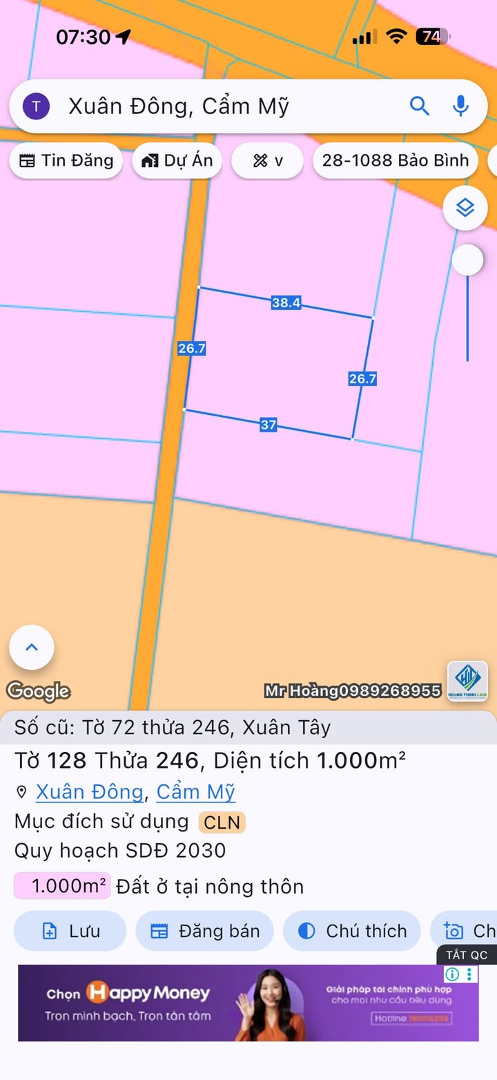 Đất nền 1000m² tại Xuân Tây, Cẩm Mỹ, Đồng Nai - Sổ hồng chính chủ, giá 1 tỷ hấp dẫn!